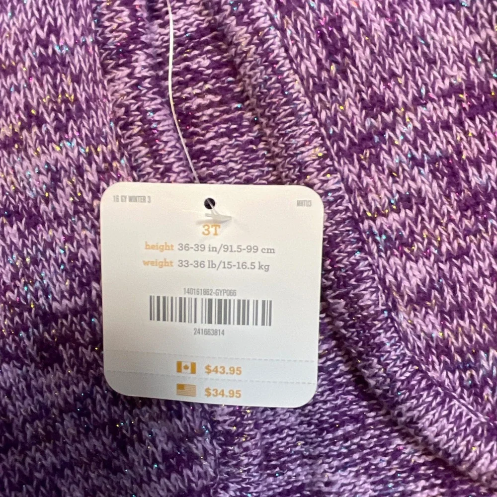 Gymboree Shrug Cardigan Kids 3T Purple NEW Shimmer Space Dye Bolero Sweater
